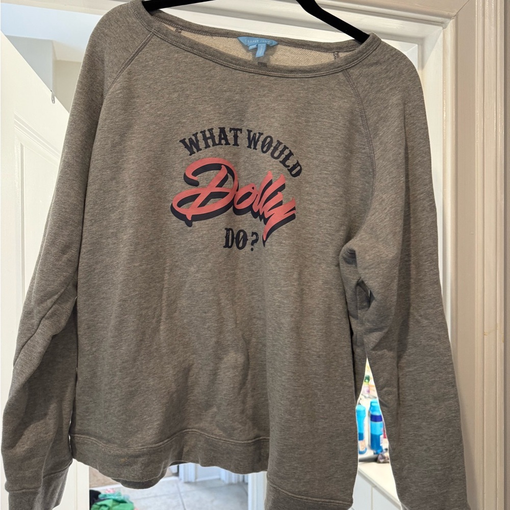 Draper James Gray Sweatshirt with Pink and Black Print